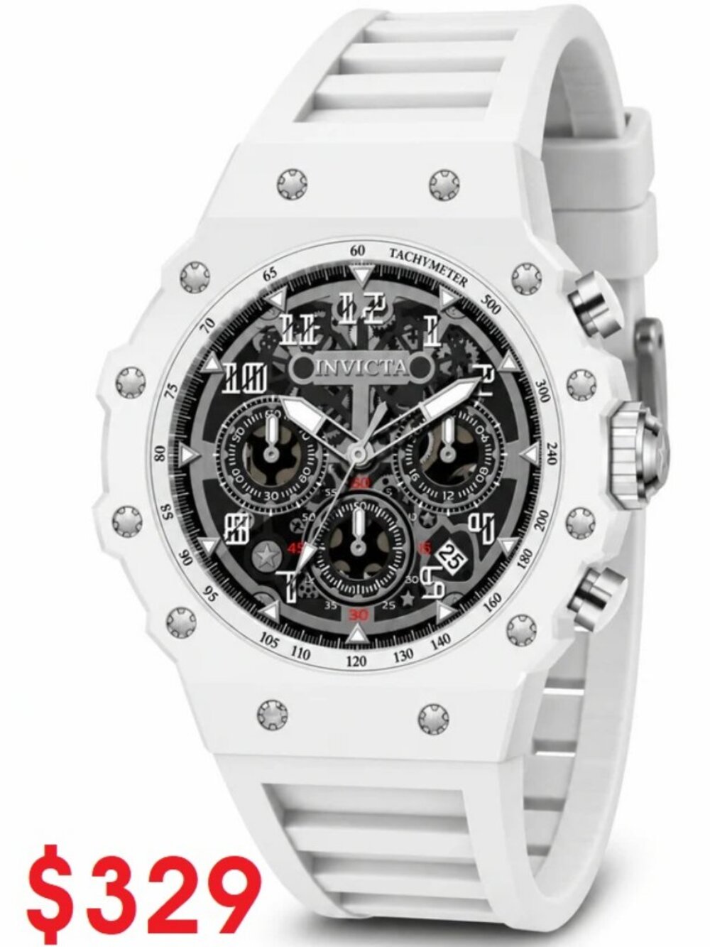 $329 Invicta Racing Vaulthan Men's White44mm Quartz Watch 69668 NIB